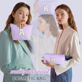 YOOLIFE large makeup pouch with initial embroidery, ideal for travel