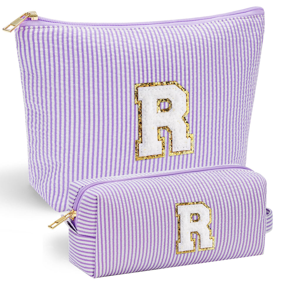 YOOLIFE makeup bag with chenille letter-front design for stylish on-the-go organization.