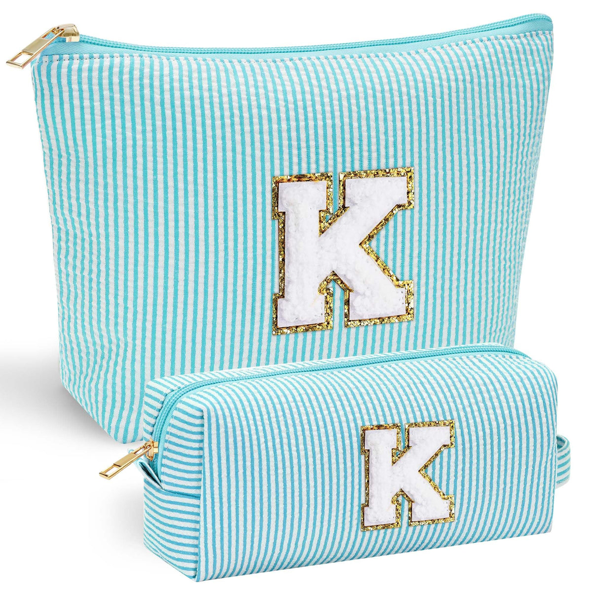 YOOLIFE makeup bag with chenille initial on the front for a personalized touch