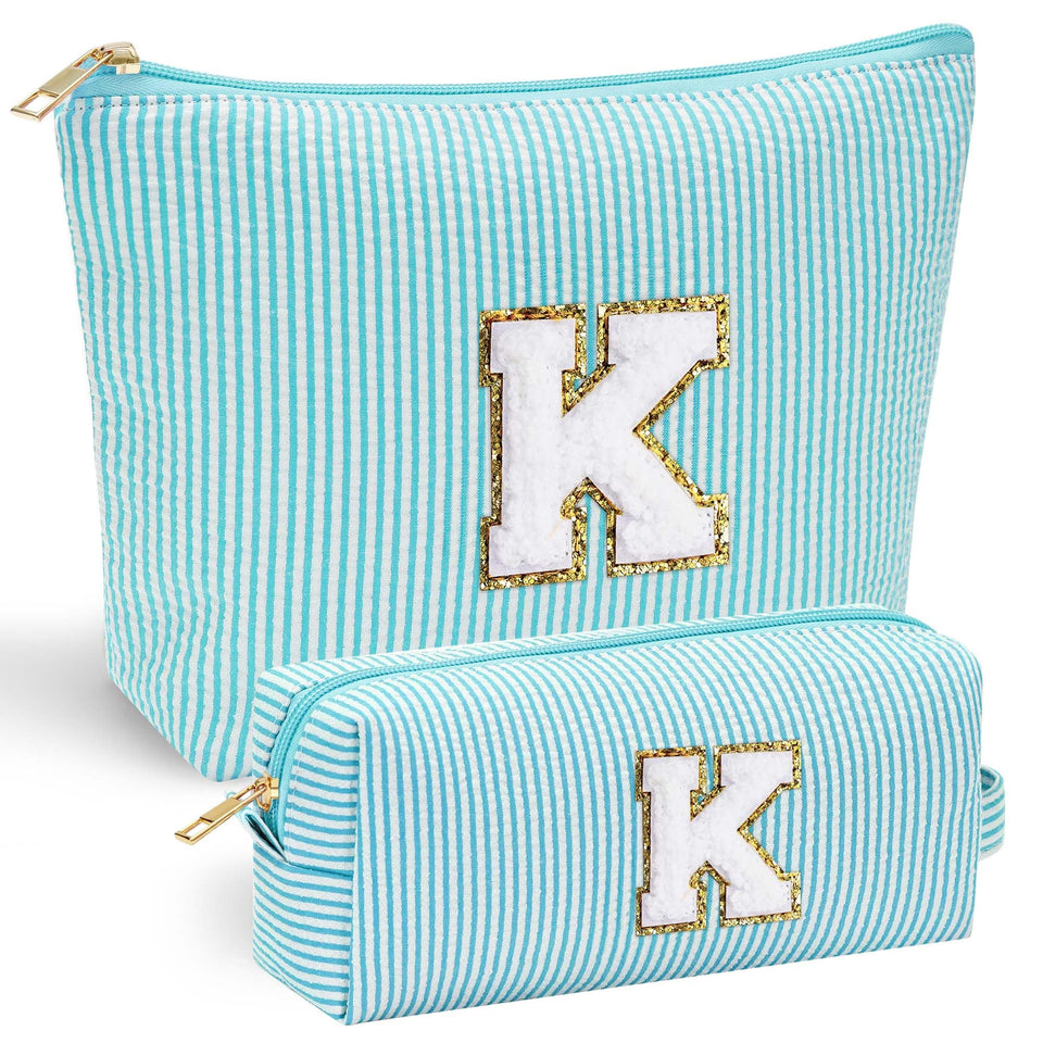 YOOLIFE makeup bag with chenille initial on the front for a personalized touch