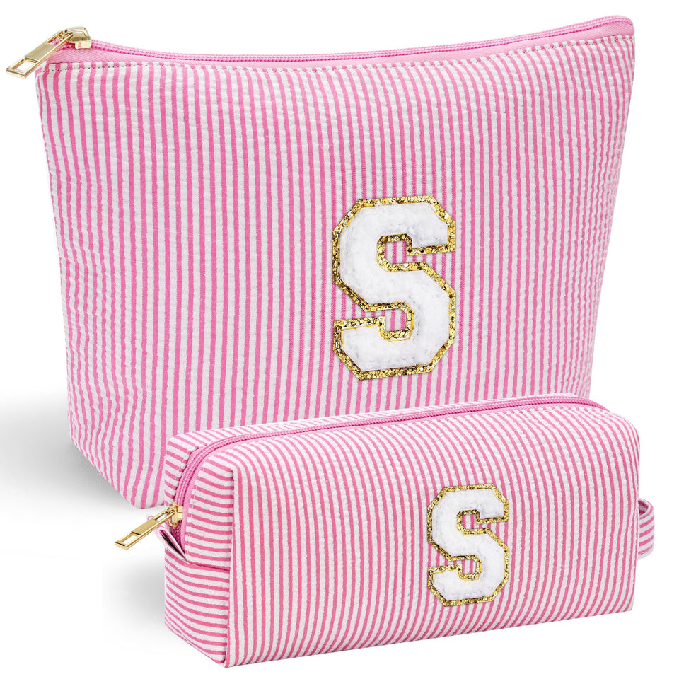 YOOLIFE makeup bag with front chenille letters for durable, playful design.