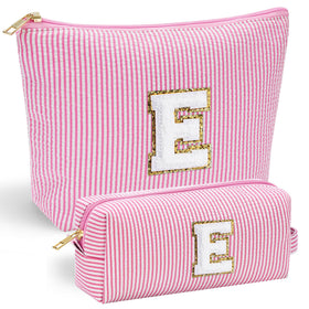YOOLIFE monogram makeup bag front chenille letter for a standout personalized style