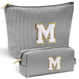 YOOLIFE monogram makeup bag front chenille letter for personalized gifting and style