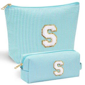 YOOLIFE monogram makeup bag front view with stitched initials for easy identification