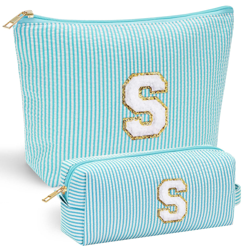 YOOLIFE monogram makeup bag front view with stitched initials for easy identification