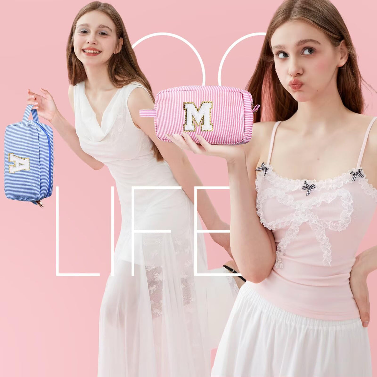 YOOLIFE personalized letter design makeup bag illustrating gift-ready style.