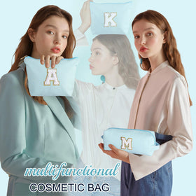 Close-up of personalized letter option on YOOLIFE makeup bag for gifting