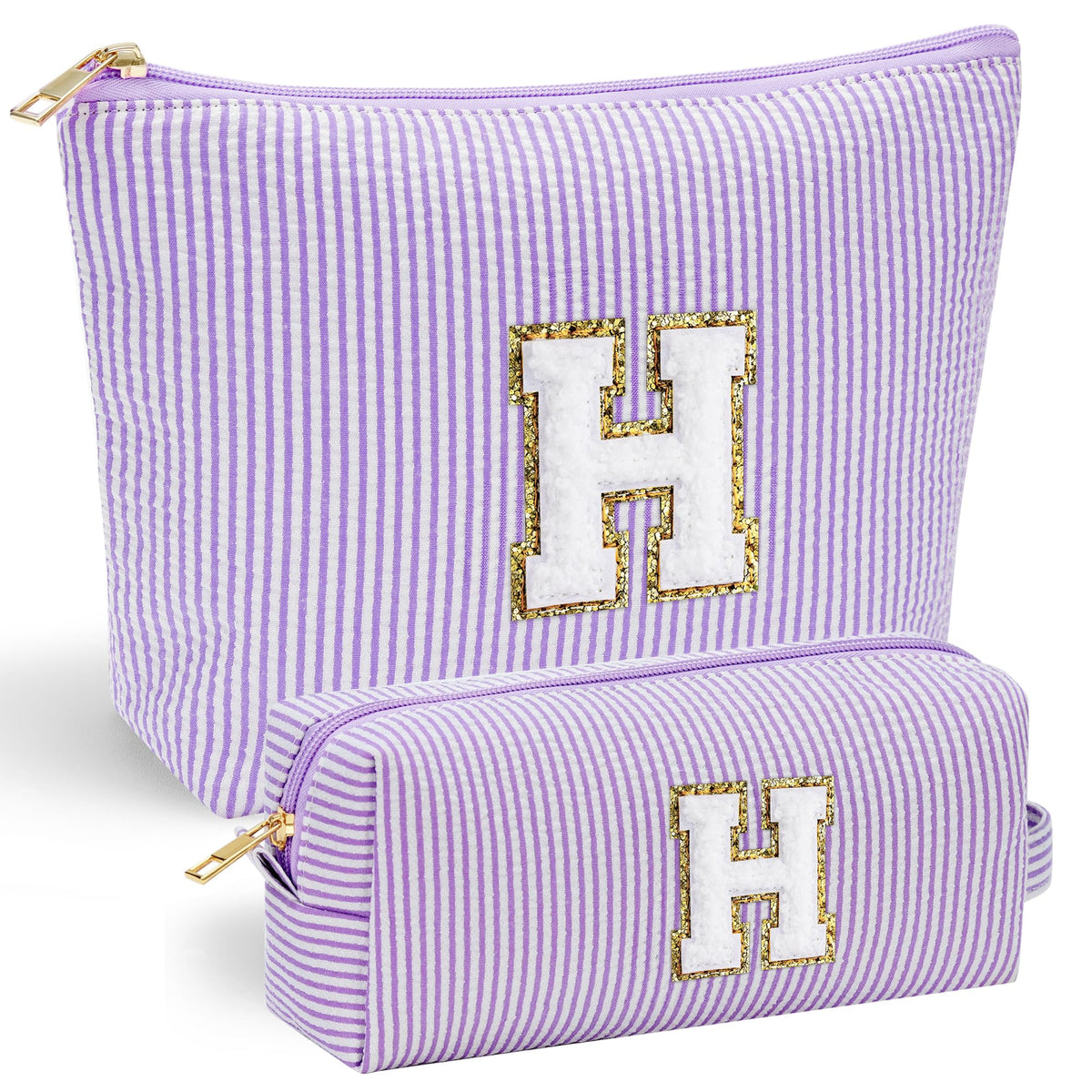 YOOLIFE makeup bag front with chenille H for personalized gifting