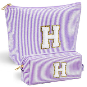 YOOLIFE makeup bag front with chenille H for personalized gifting