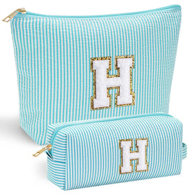 YOOLIFE personalized makeup bag with chenille letter offers durable, stylish gift personalization.