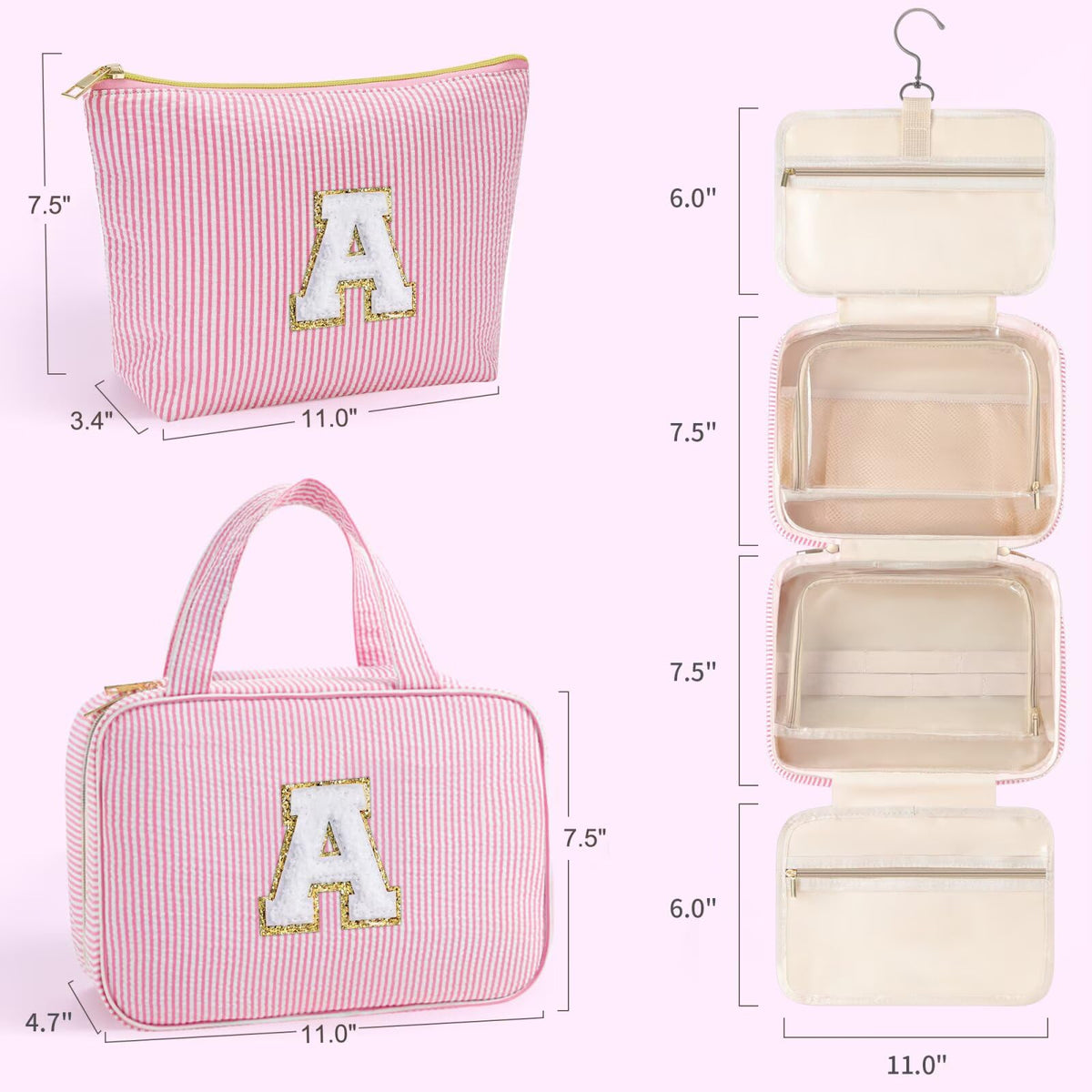 YOOLIFE pink bag with gold initial patch adds personalized gift appeal