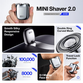 Yoose Alloy Mini Shaver 8000 RPM motor delivers fast, close shave