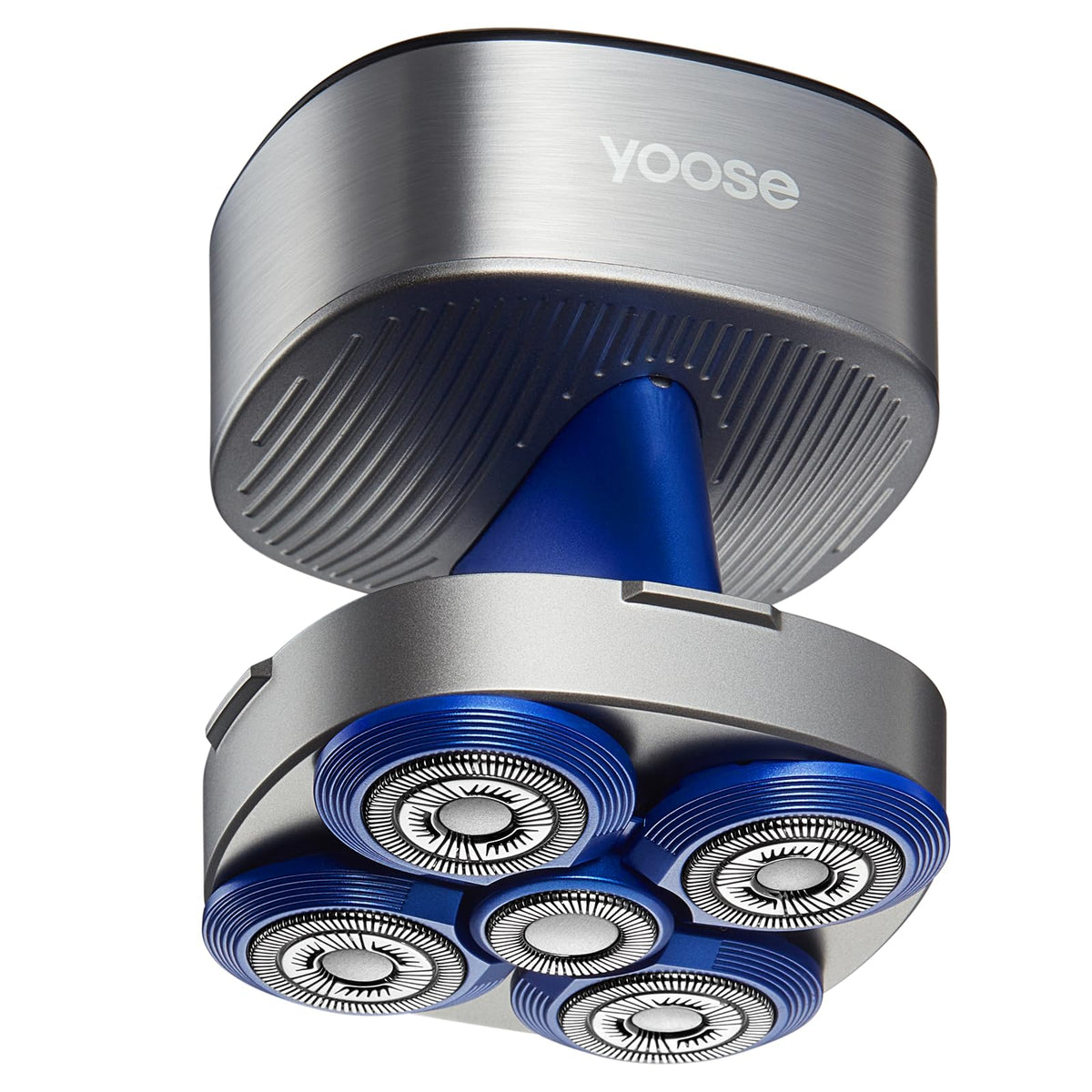 Yoose head shaver with 5 floating heads close-up for a close scalp shave
