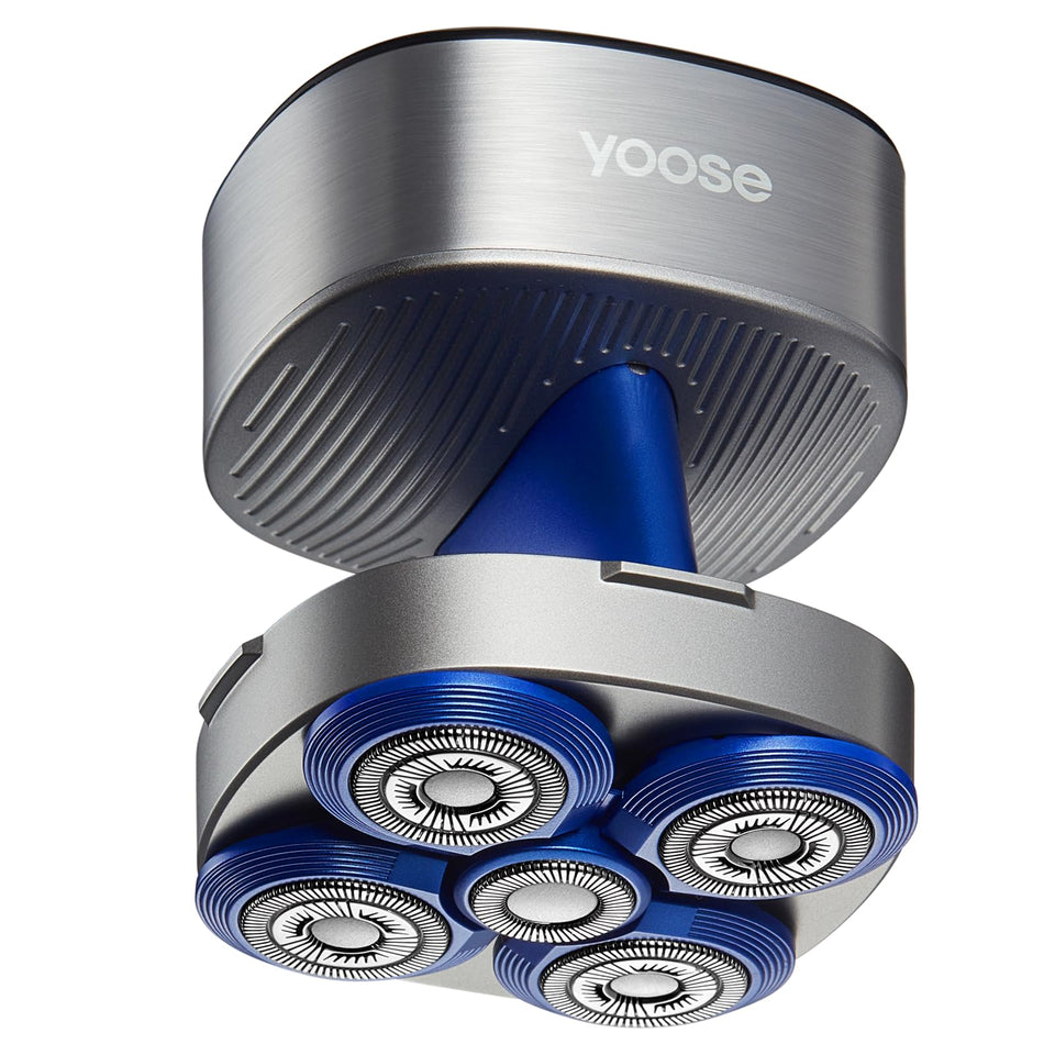 Yoose head shaver with 5 floating heads close-up for a close scalp shave