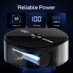 Yoose USB-C charging LED-indicator close-up highlights fast, informed battery status