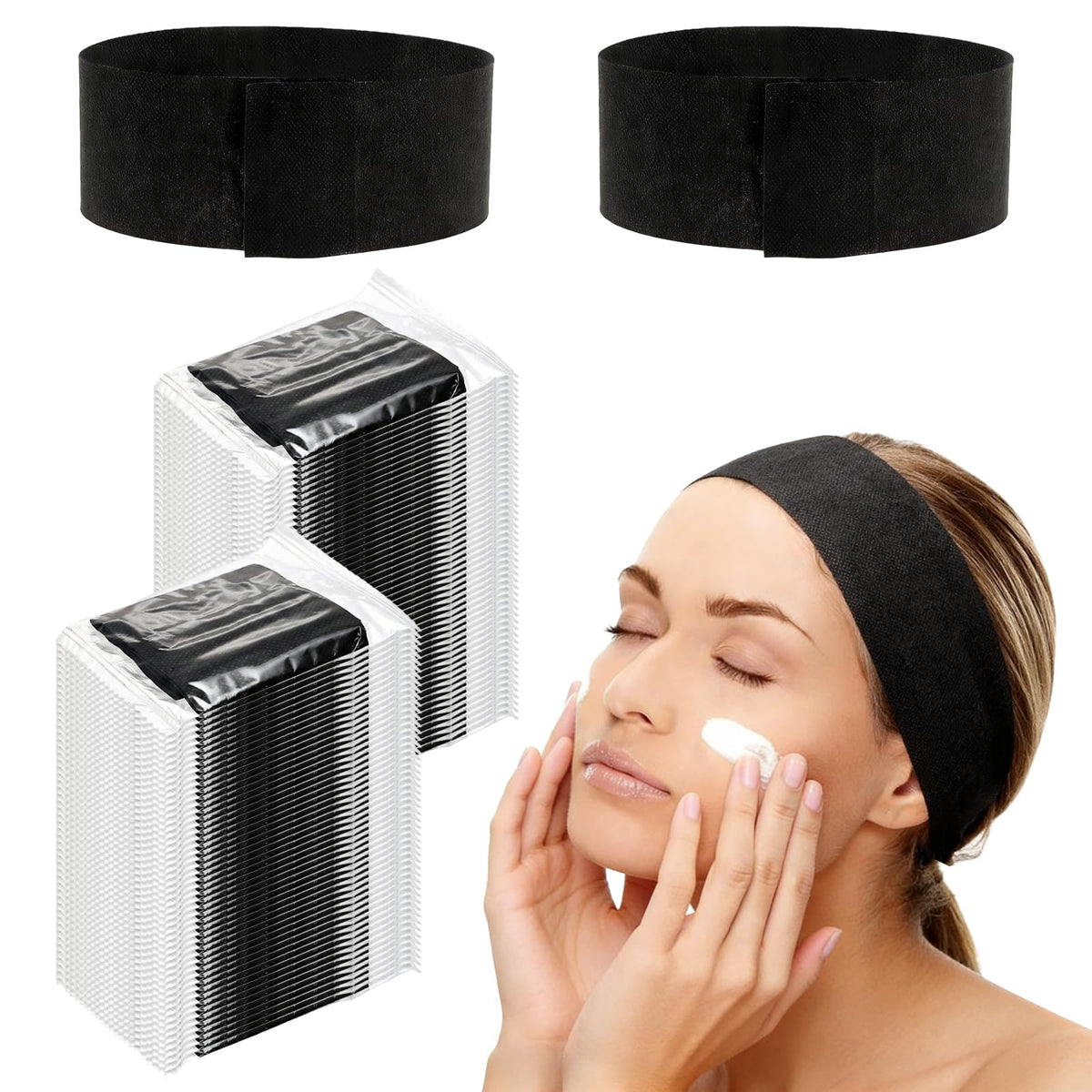 Yopay disposable spa headbands 100-pack keeps hair neat during treatments