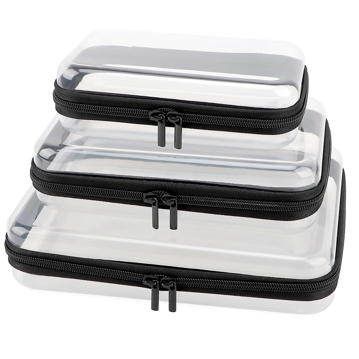YOPCDJ clear hard shell case 3-pack keeps cosmetics neatly organized during travel