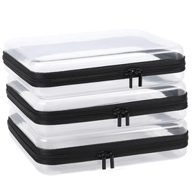 YOPCDJ clear hard shell case front view, three-pack for organized travel storage.