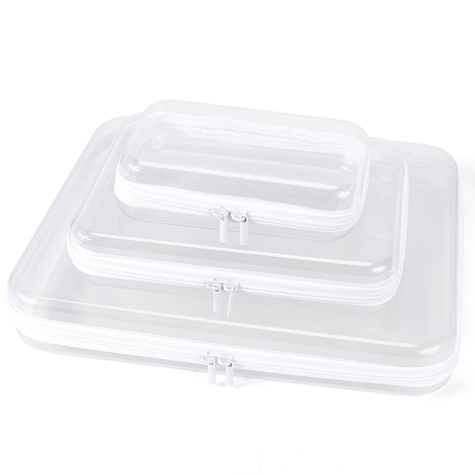 YOPCDJ clear hard shell case front view for durable makeup storage