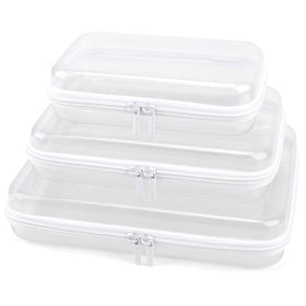 YOPCDJ clear hard-shell zipper case for quick makeup access and at-a-glance visibility.
