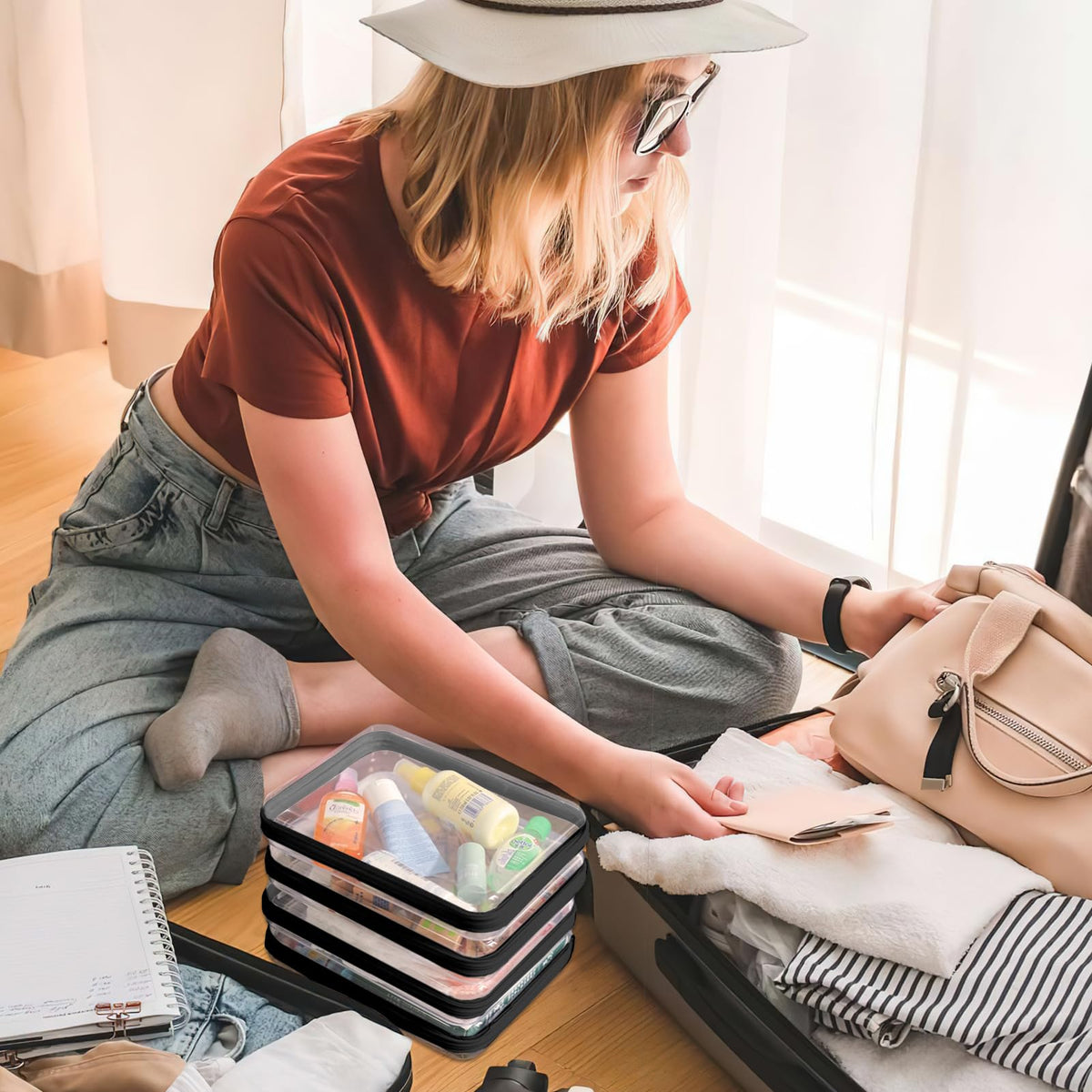 YOPCDJ three-pack bundle offers versatile storage for cosmetics, toiletries, and accessories.
