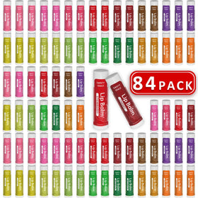 Yopela 84-pack natural lip balm collection showing assorted flavors for daily hydration.