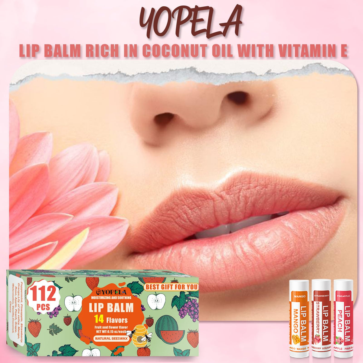 Yopela coconut oil and vitamin E lip balm nourishing lips