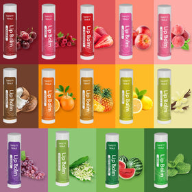 Yopela lip balm flavors variety display for personalized, tasty lip care.