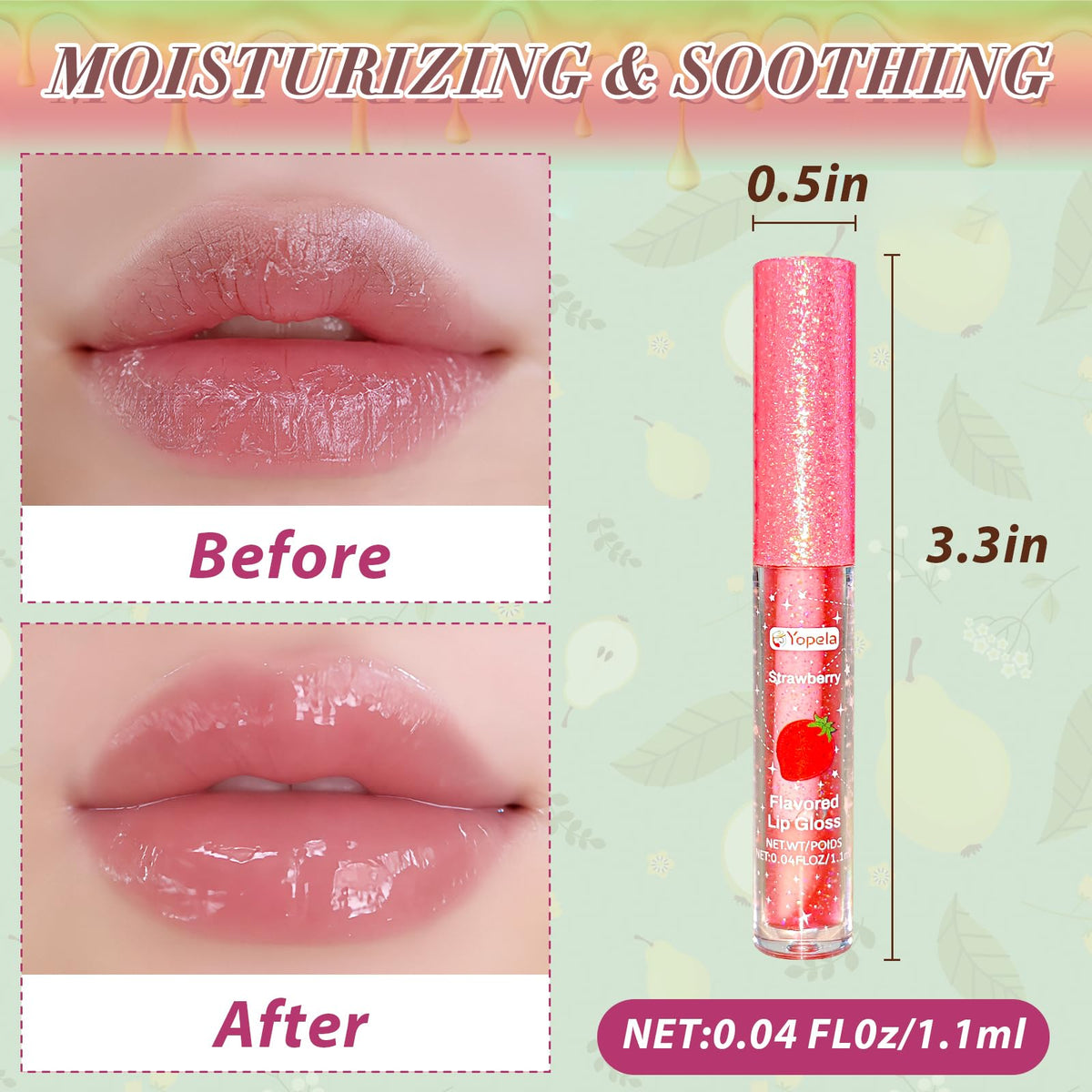 Yopela lip gloss with olive oil and vitamin E for nourishing feel