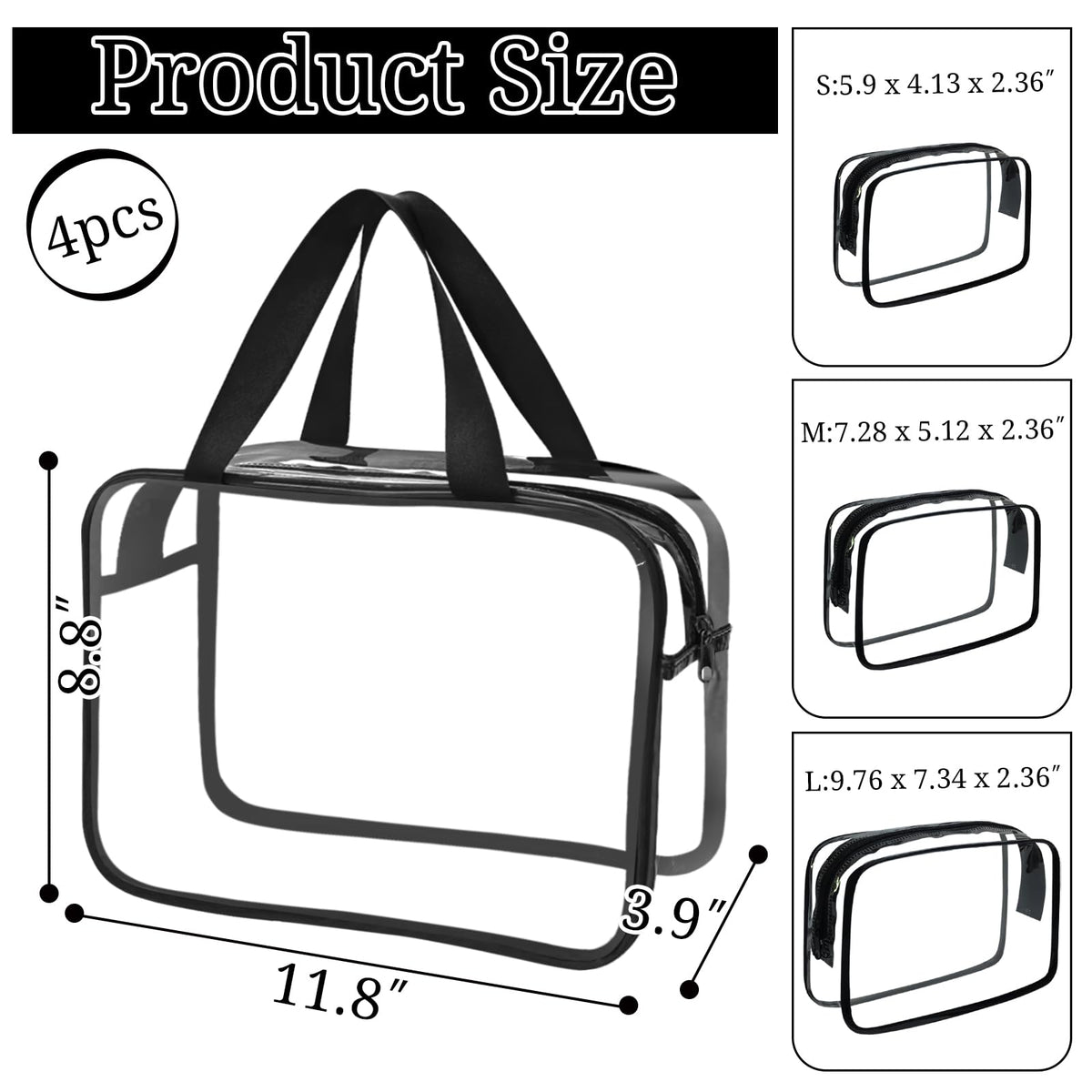 YOQIVEXU clear makeup bag L for quick access to essentials.