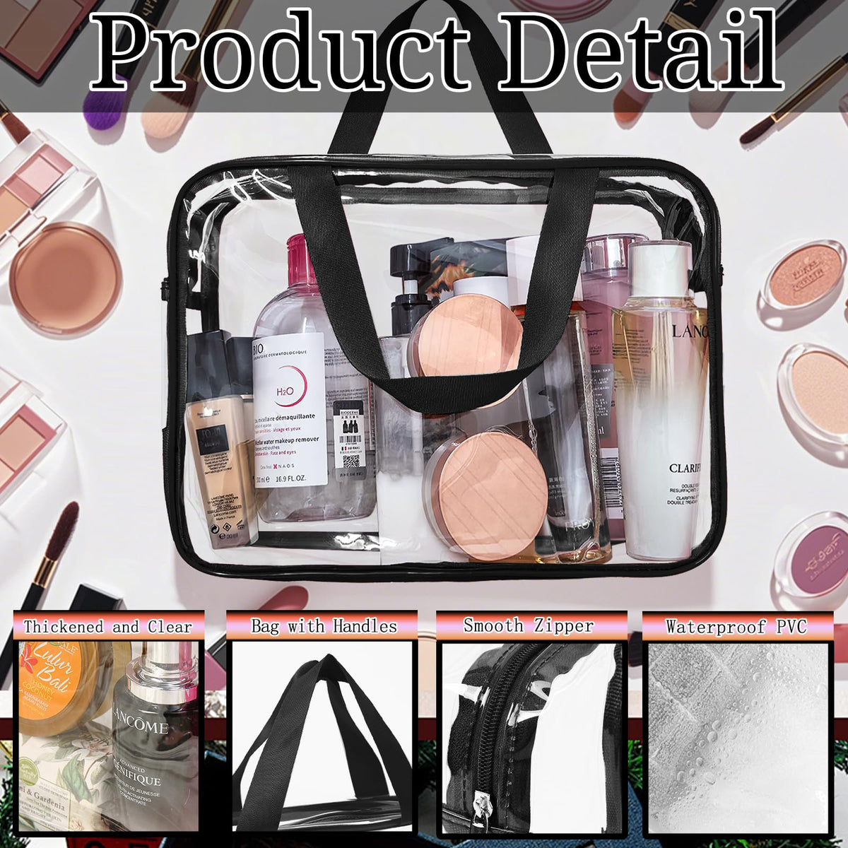 YOQIVEXU clear makeup bag M shows contents at a glance.
