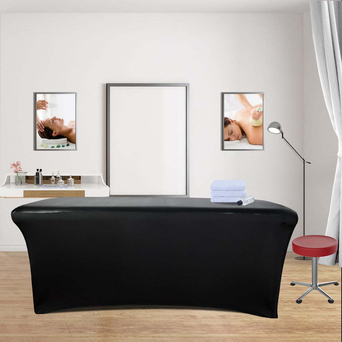 Yoquare massage table cover with PU leather surface provides durable waterproof protection.