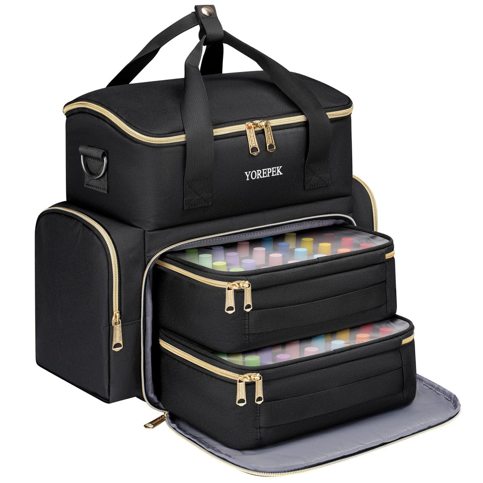 YOREPEK extra-large nail polish organizer top view showing broad capacity for quick nail prep