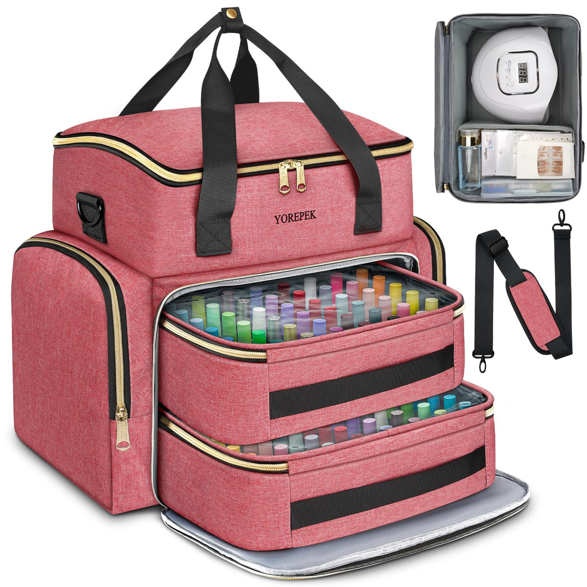 YOREPEK nail polish organizer in use as a tidy portable nail station