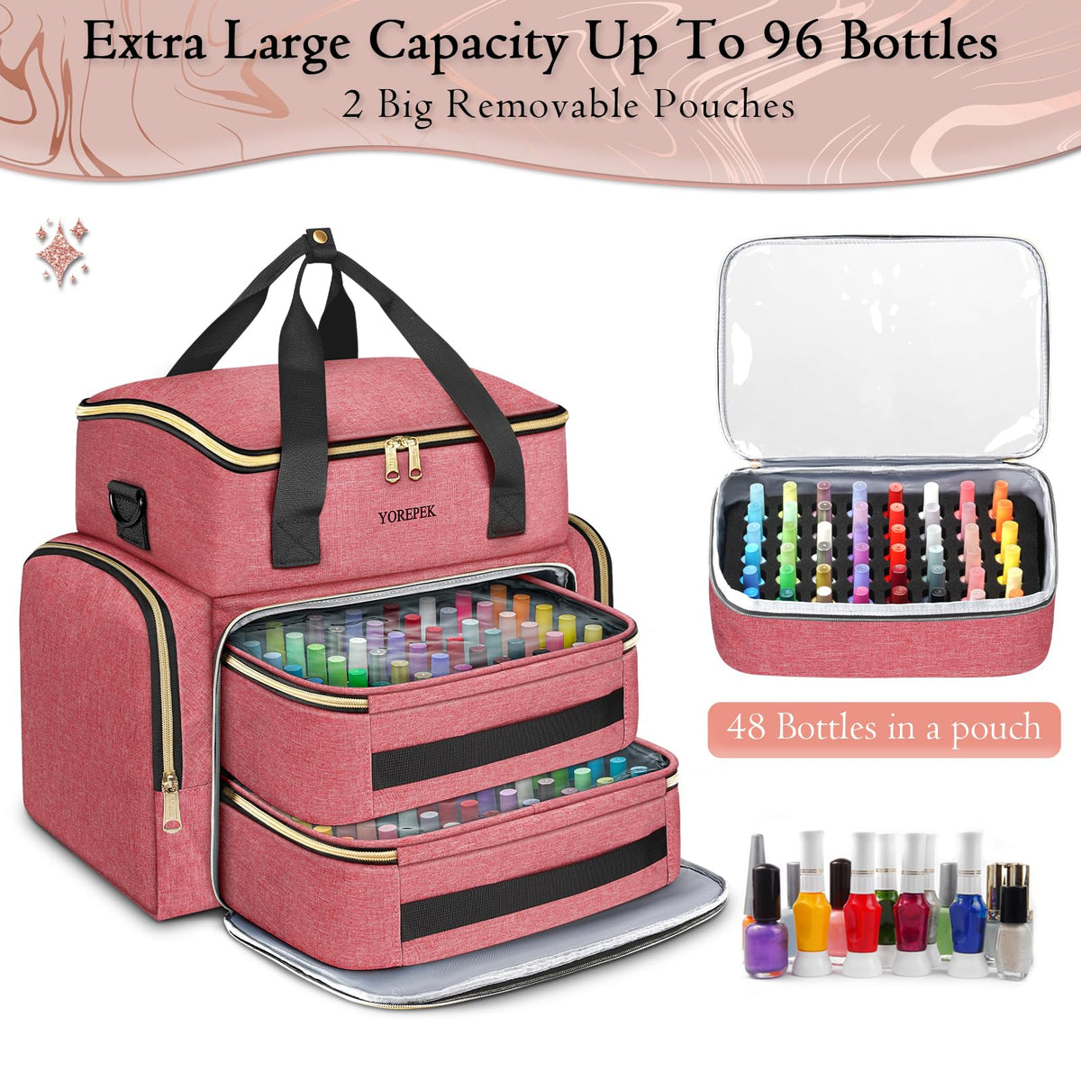 YOREPEK nail polish organizer with lamp pocket ready for a nail lamp and supplies