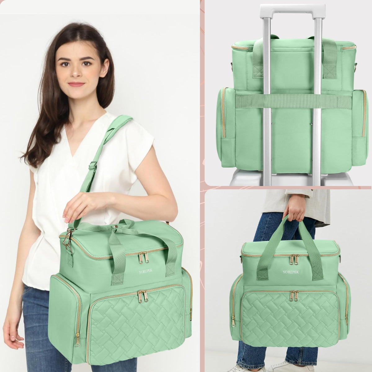 Three carry options on YOREPEK nail polish organizer for travel