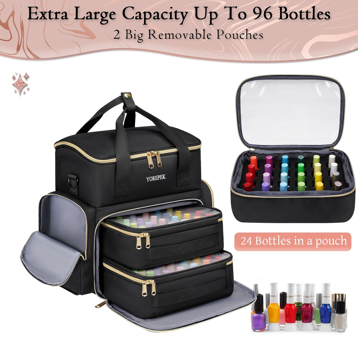 YOREPEK removable sponge pouches fit most standard bottle shapes