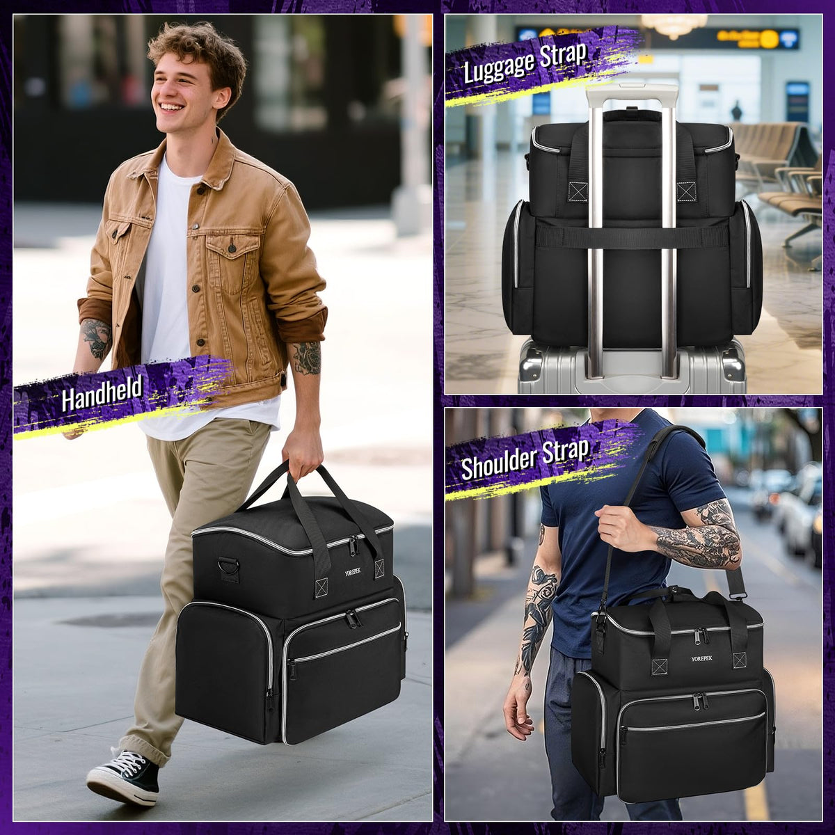 YOREPEK Tattoo Travel Case detachable shoulder strap offers comfortable carrying.