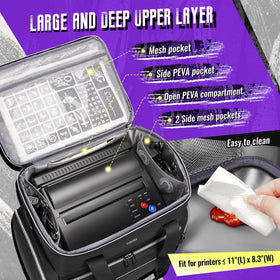 YOREPEK Tattoo Travel Case open upper compartment isolates machine and printer safely.