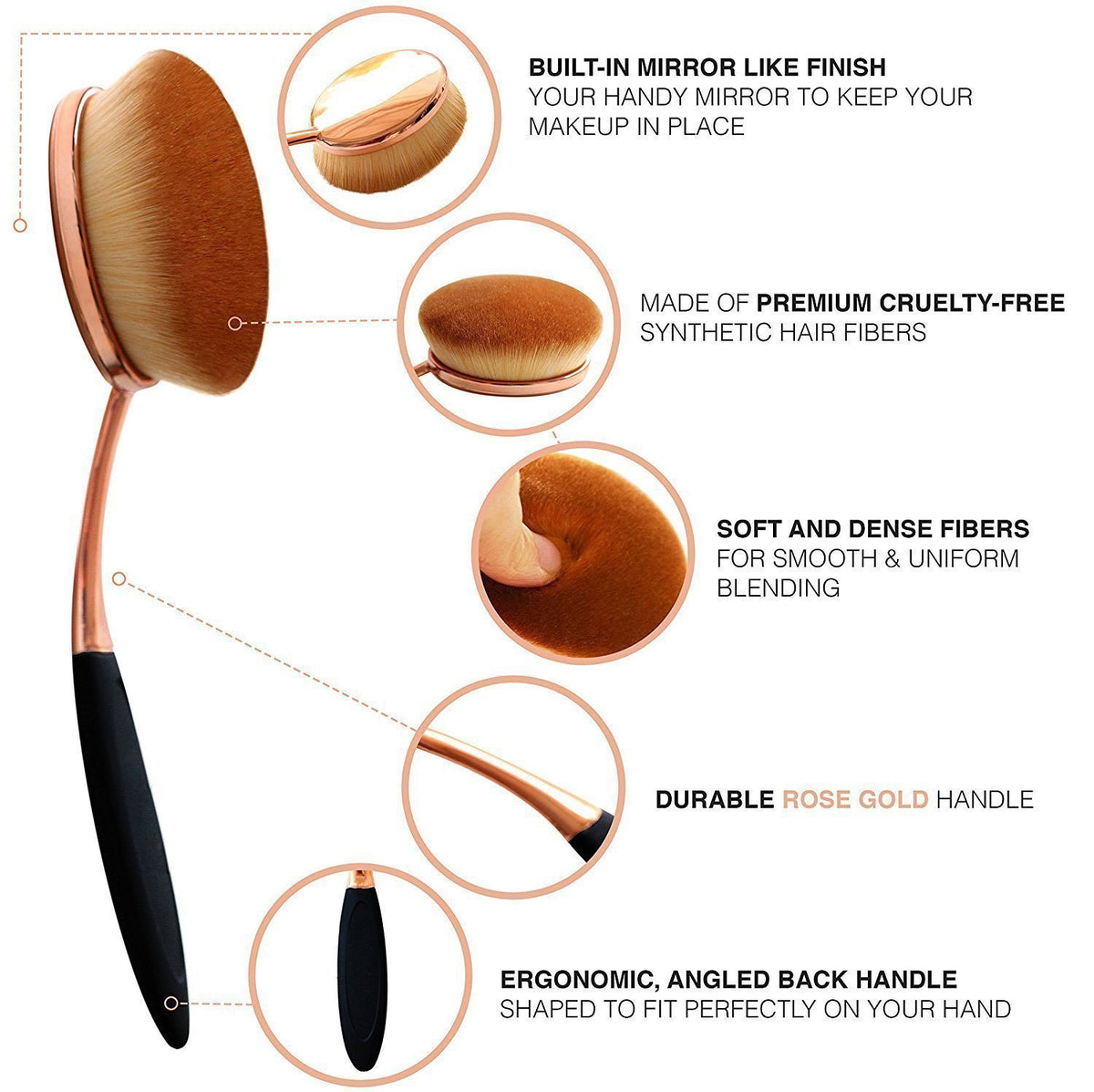 Blush application with soft bristles delivers natural, even color.