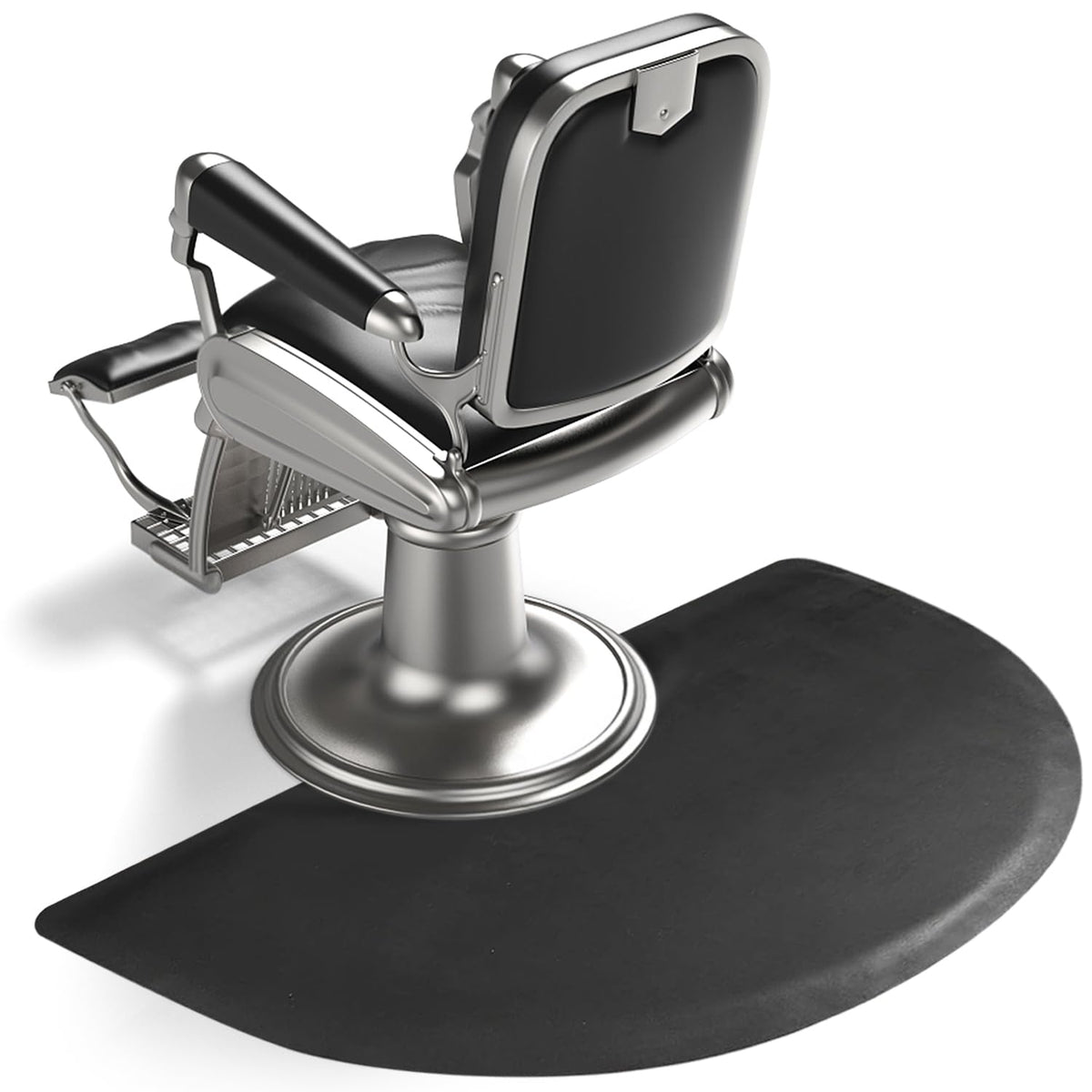 Yoshiko salon anti-fatigue mat in 3x5 black semi-circle offers all-day comfort