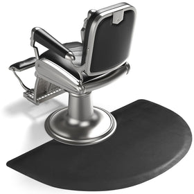 Yoshiko salon anti-fatigue mat in 3x5 black semi-circle offers all-day comfort