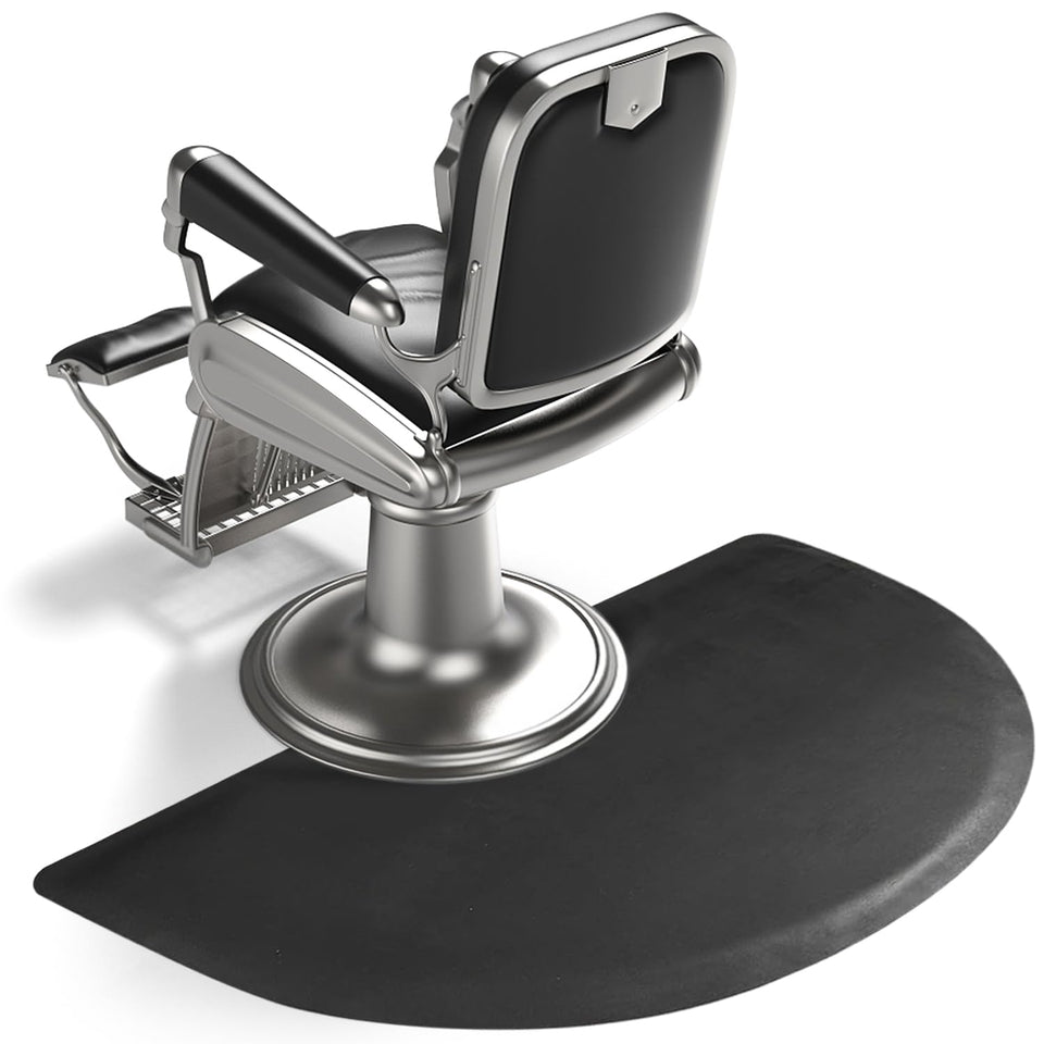 Yoshiko salon anti-fatigue mat in 3x5 black semi-circle offers all-day comfort