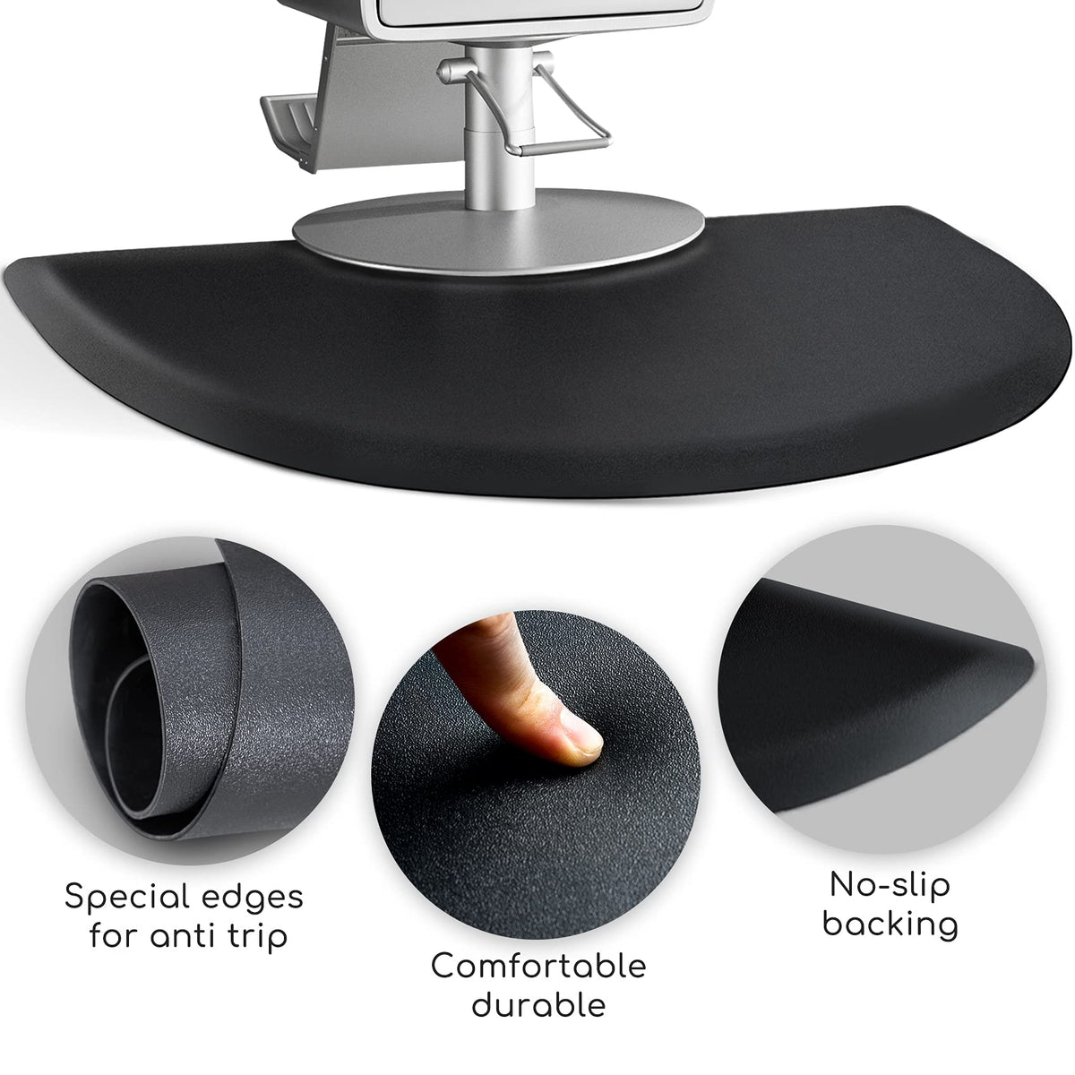 Yoshiko mat features ergonomic non-slip edges to prevent sliding