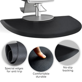 Yoshiko mat features ergonomic non-slip edges to prevent sliding