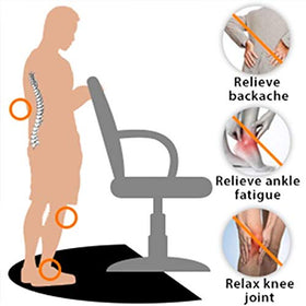 Yoshiko chair mat under-chair area demonstrating stable glide and fatigue reduction.