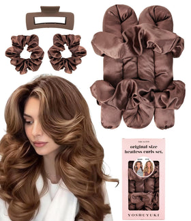 YOSHUYUKI satin heatless curler set packaging for easy gifting and storage.