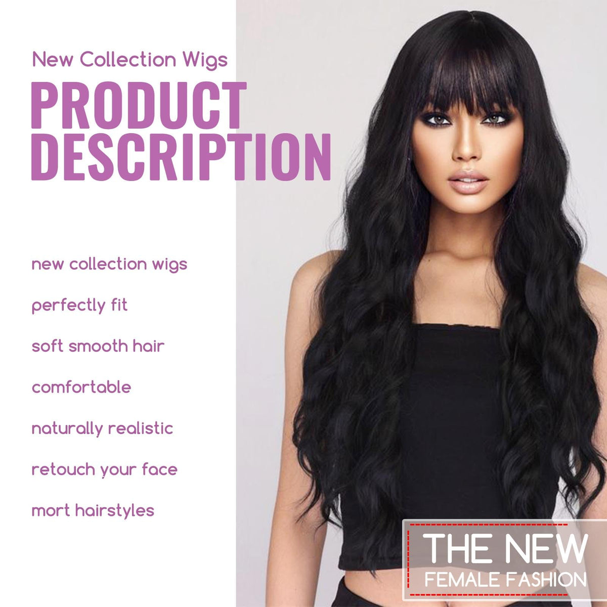 YOSILADY adjustable-cap wig with two straps for comfortable fit.