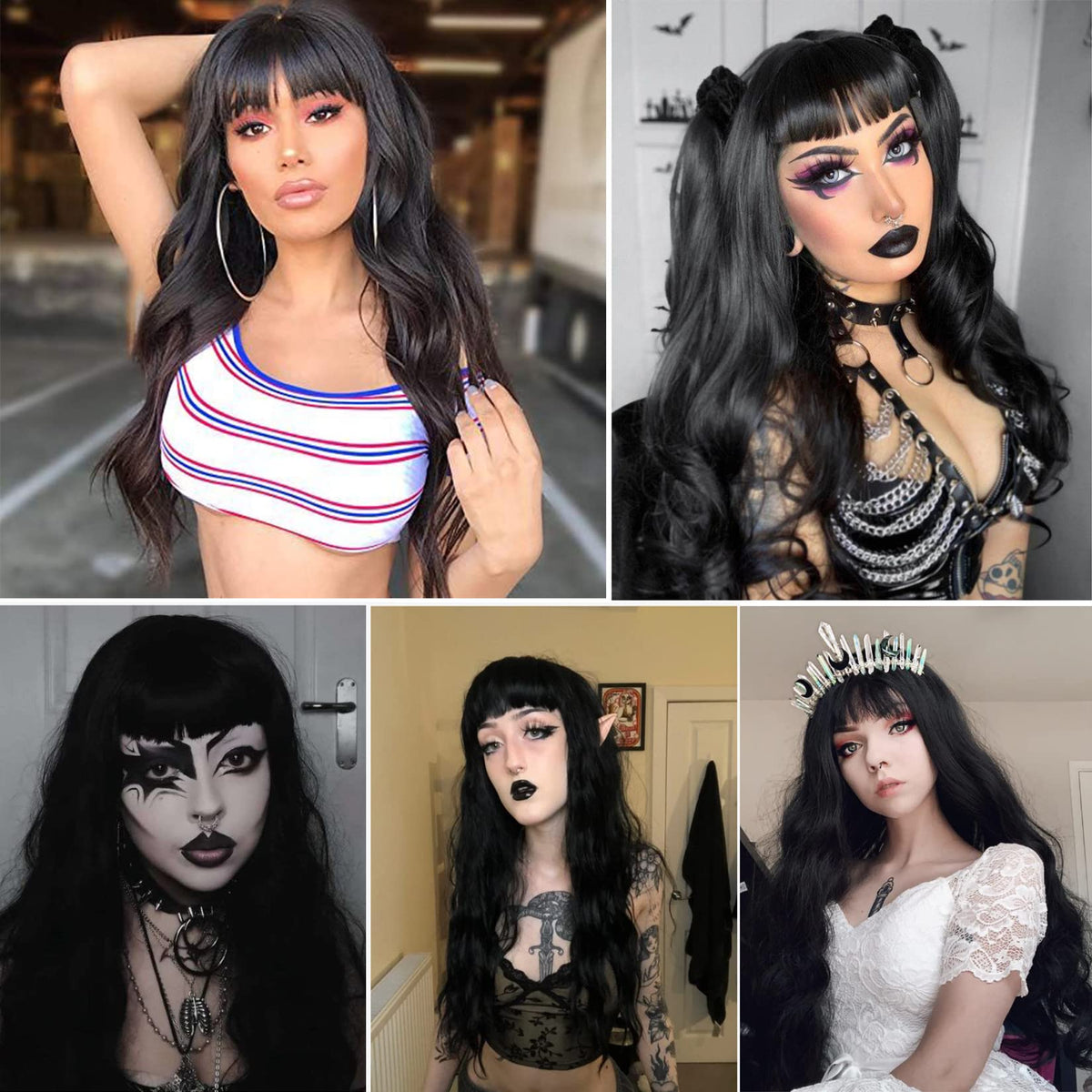 YOSILADY 26-inch black wig with voluminous waves for drama.