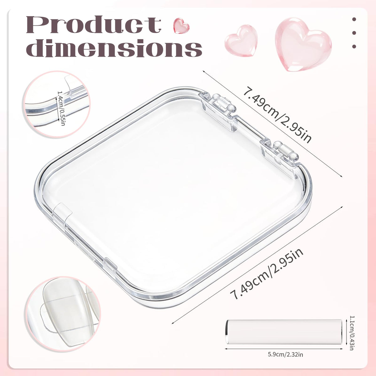 YOSMAKIY clear nail storage box with lid open, showcasing secure nail presentation.